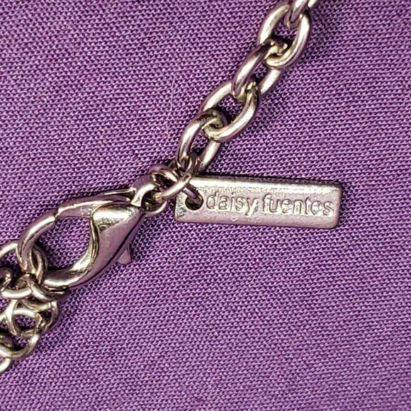 Daisy Fuentes Signed Faux Leather Necklace, bronze silver gunmetal accents - Picture 6 of 11